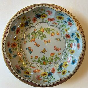 VTG Daher Decorated Ware Strawberry Floral Tin Metal Bowl England Cottagecore